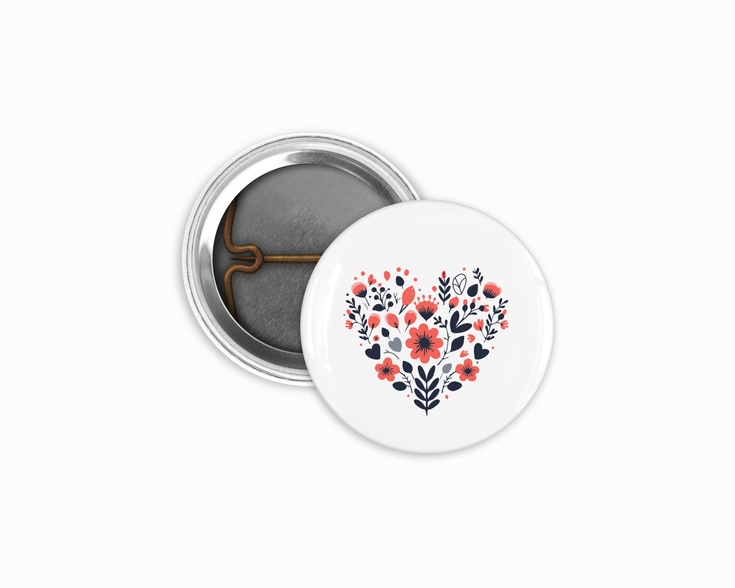 Custom 1 inch button pins with Storyheart logo sample