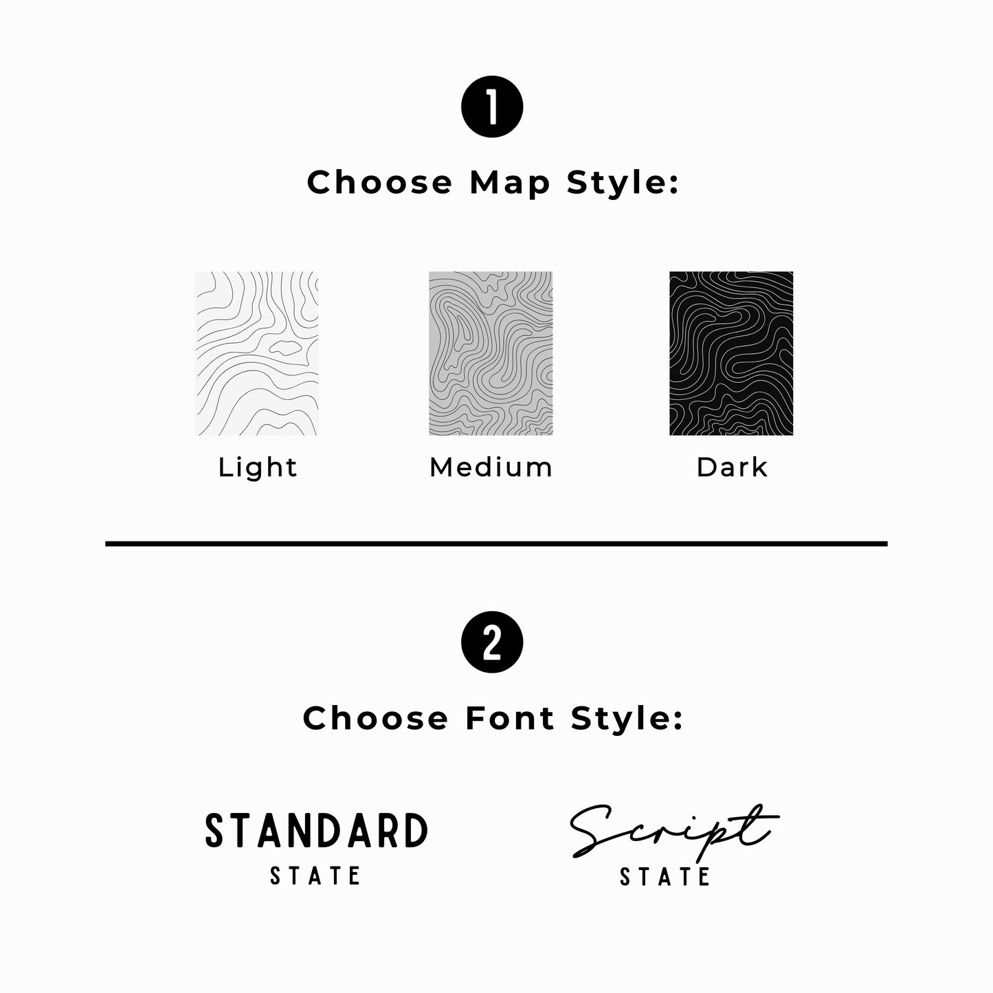 Design choices for map style and font style on a white background