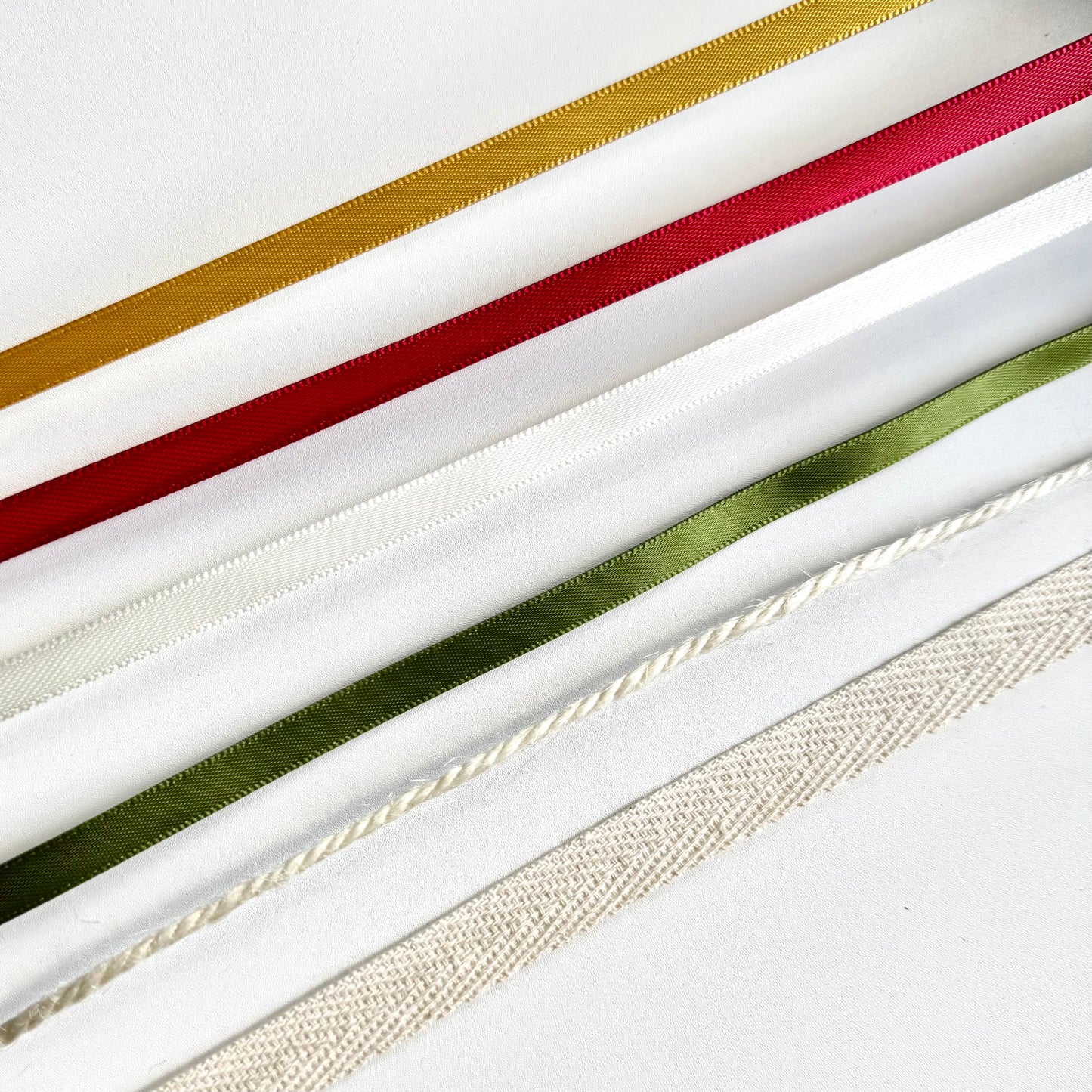 Collection of colorful ribbons on a white background