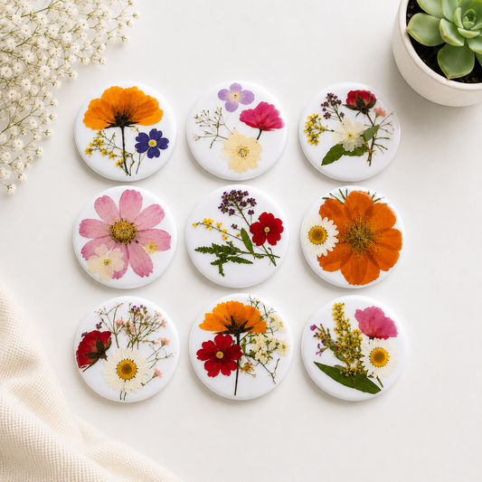Handmade Pressed Flower Pocket Mirrors