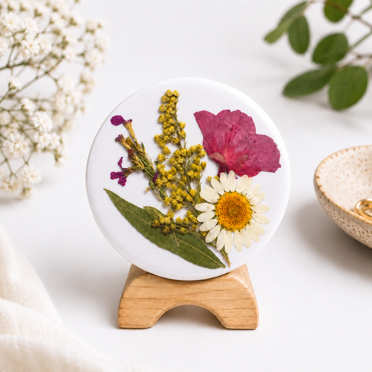Handmade Pressed Flower Pocket Mirrors