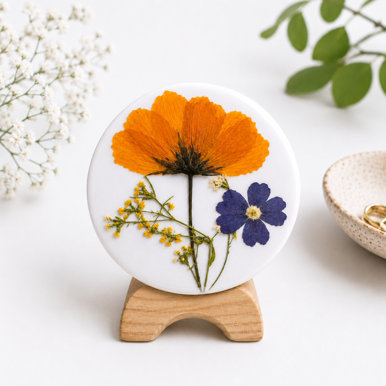 Handmade Pressed Flower Pocket Mirrors