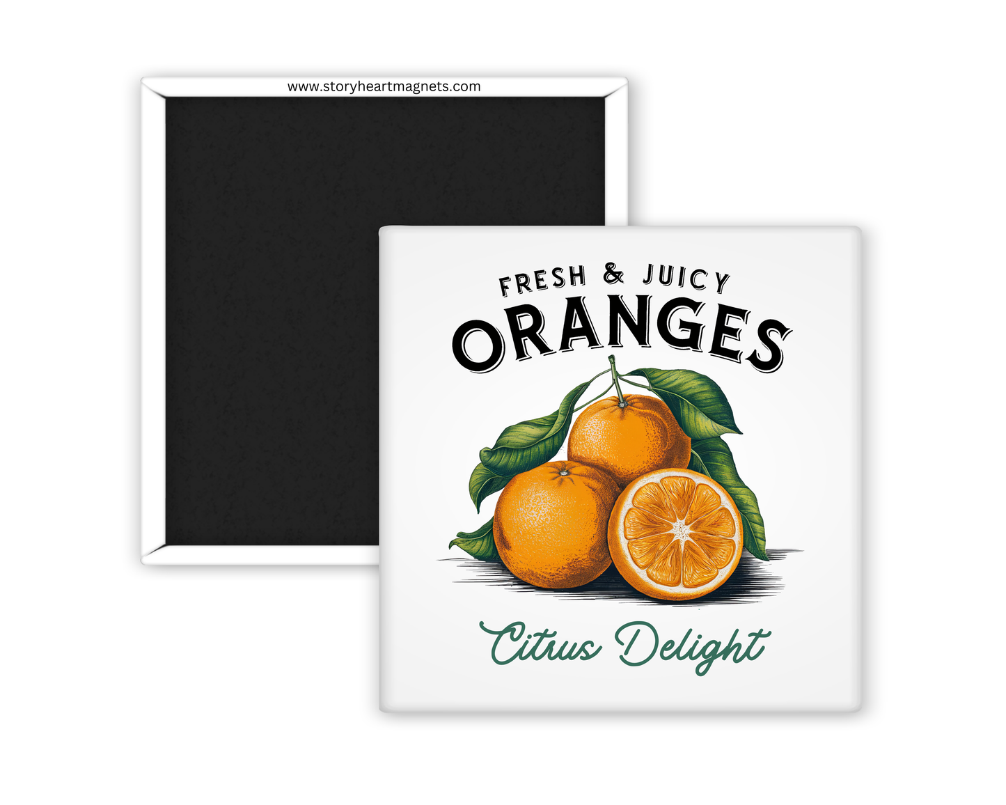 Farm fresh vintage fruit magnet featuring colorful fruits like apples, berries, and watermelon with a rustic, nostalgic design. Celebrates farmer's markets and spring days. Organic designs