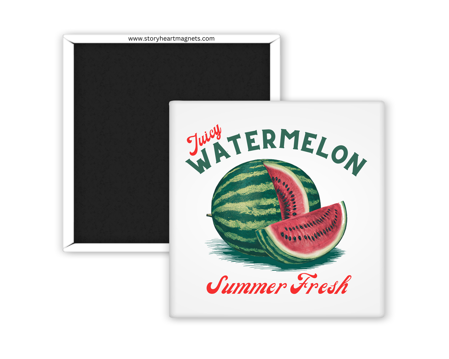 Farm fresh vintage fruit magnet featuring colorful fruits like apples, berries, and watermelon with a rustic, nostalgic design. Celebrates farmer's markets and spring days. Organic designs
