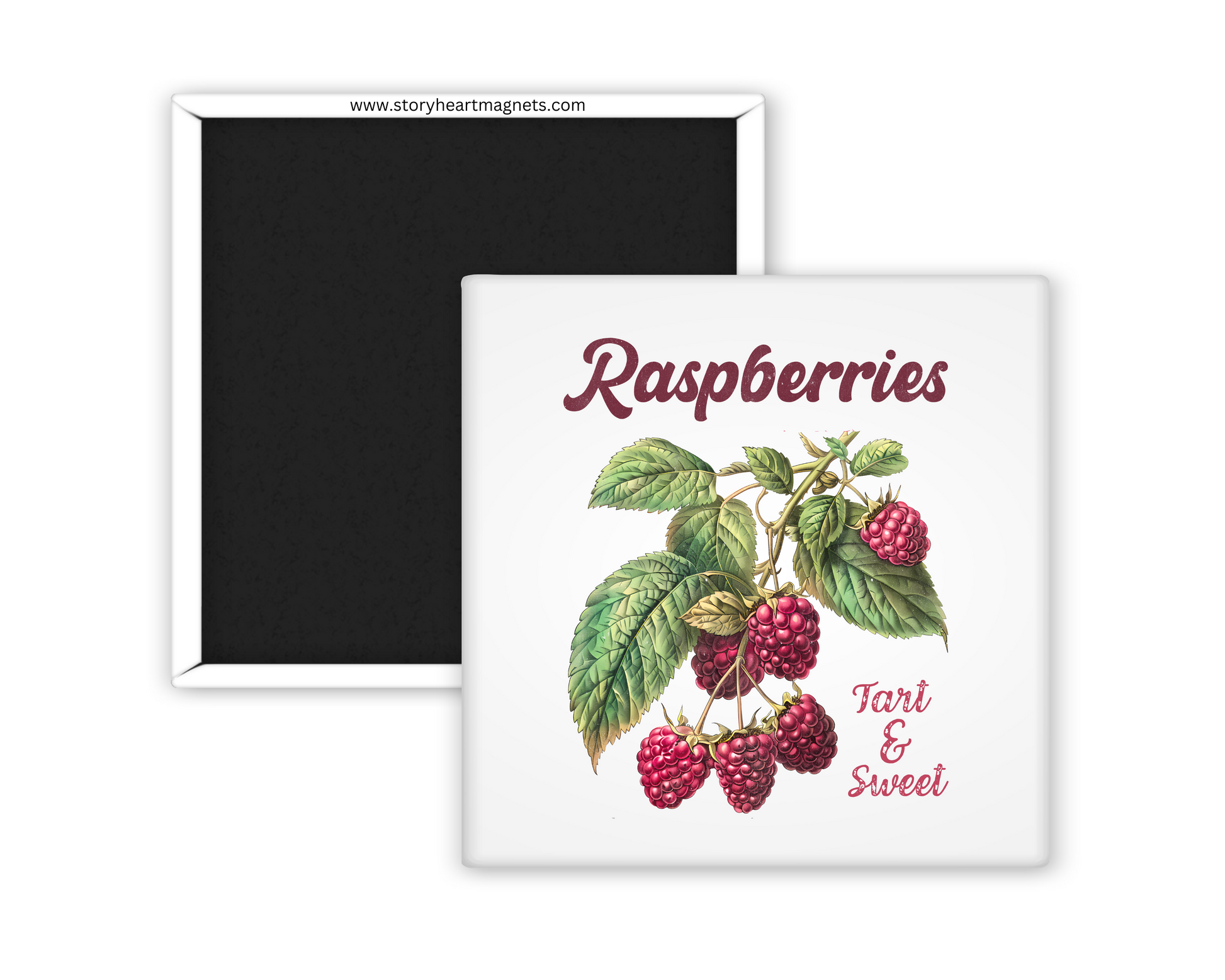 Farm fresh vintage fruit magnet featuring colorful fruits like apples, berries, and watermelon with a rustic, nostalgic design. Celebrates farmer's markets and spring days. Organic designs