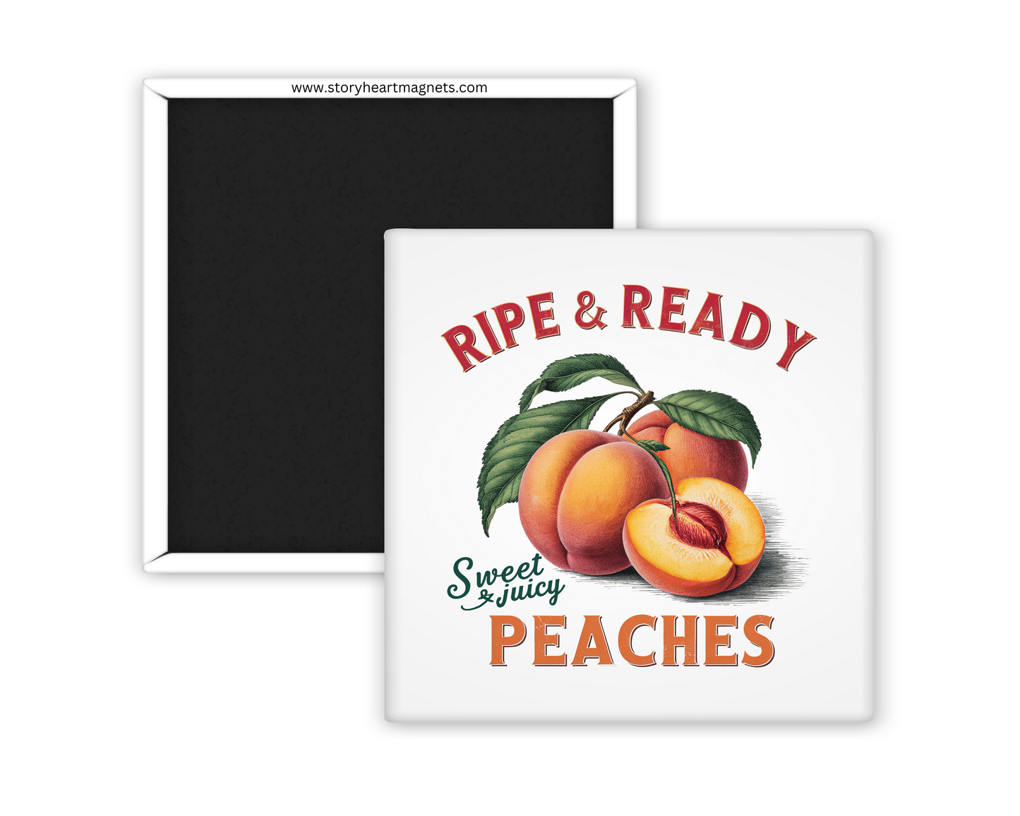 Farm fresh vintage fruit magnet featuring colorful fruits like apples, berries, and watermelon with a rustic, nostalgic design. Celebrates farmer's markets and spring days. Organic designs