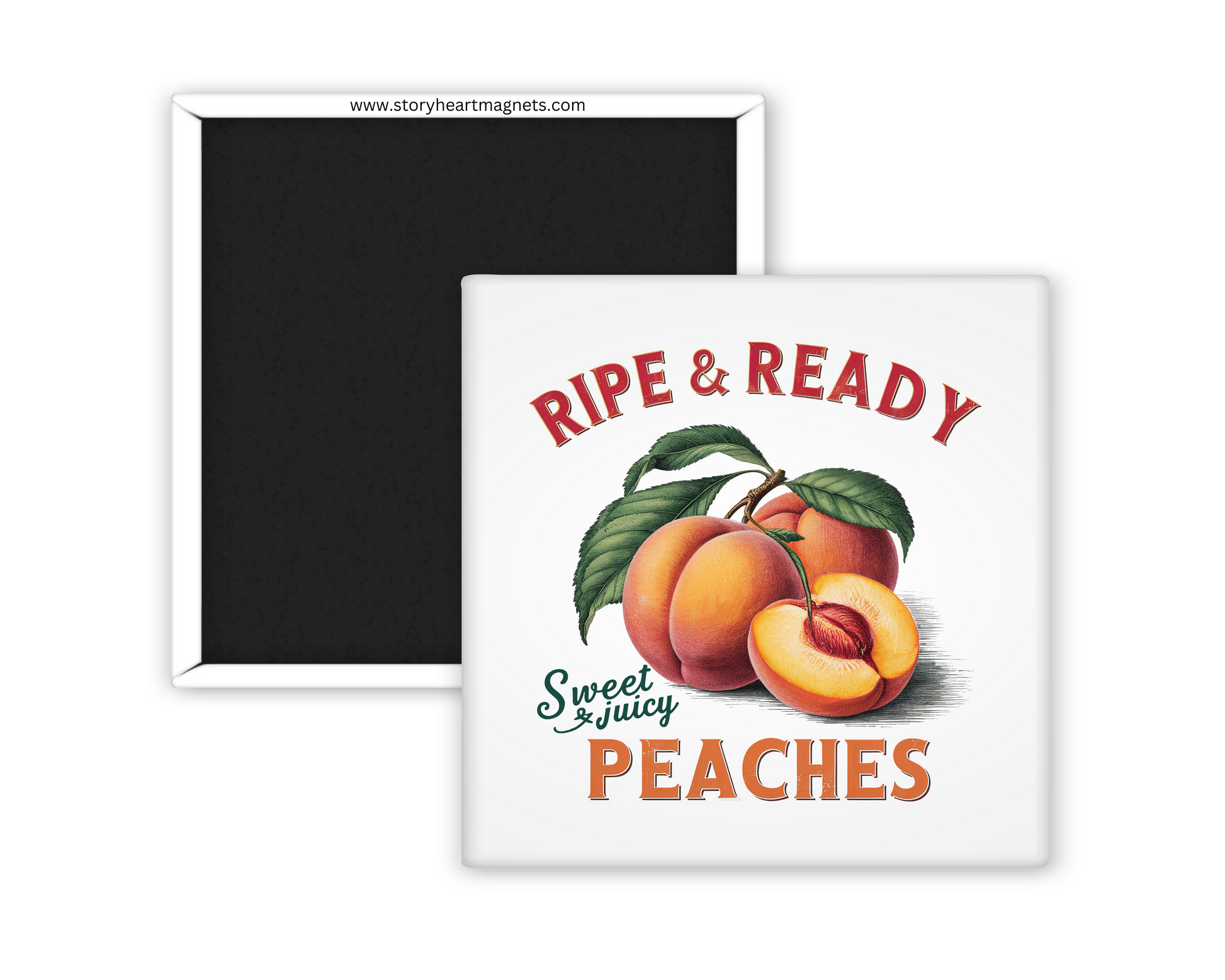 Farm fresh vintage fruit magnet featuring colorful fruits like apples, berries, and watermelon with a rustic, nostalgic design. Celebrates farmer's markets and spring days. Organic designs